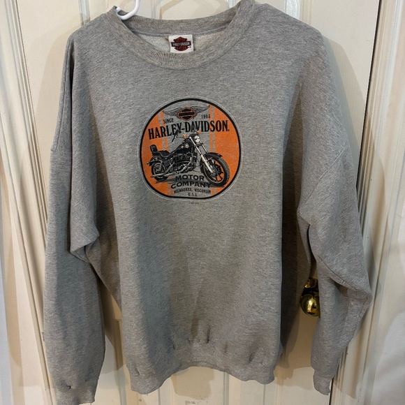 gray vintage Harley Davidson sweatshirt - amazing graphic - Picture 1 of 6
